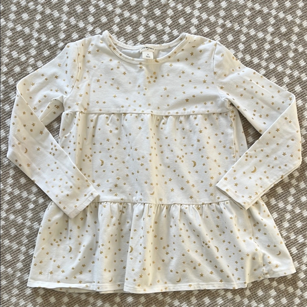Crewcuts White and Gold Starry Long Sleeve Top